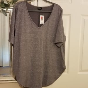 Torrid Gray Metallic Knit Blouse